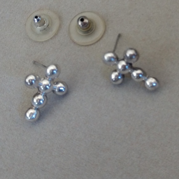 Sterling Silver Cross Post Earrings - Picture 4 of 5